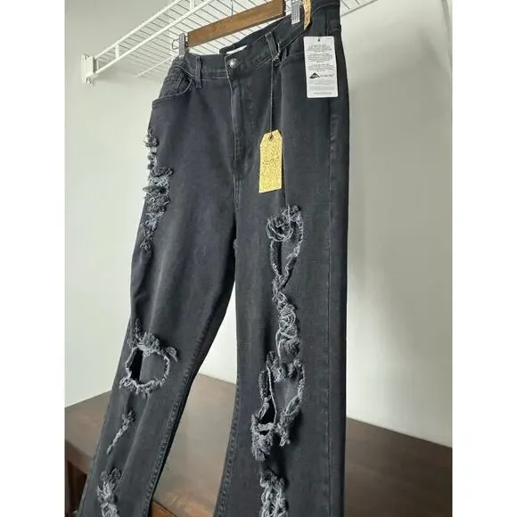 Vibrant m.i.u. Black Denim Jeans Distressed Jeans 3X (20) - Picture 5 of 8